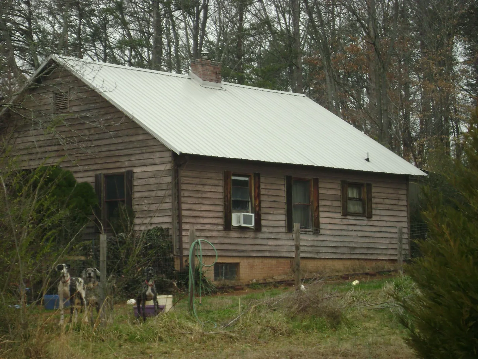 White metal roof on an old wood sided farmhouse, from a Asphalt Shingle Roof Repair job in Decherd